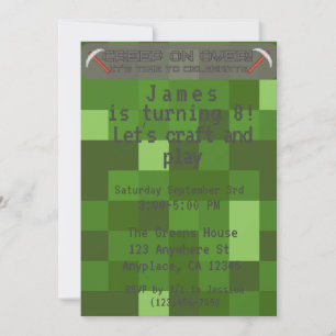 Boys Pixel Gamer Birthday Party Invitation