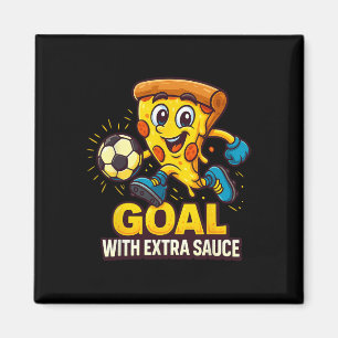 Boys Pizza Theme Funny Soccer Goal Magnet