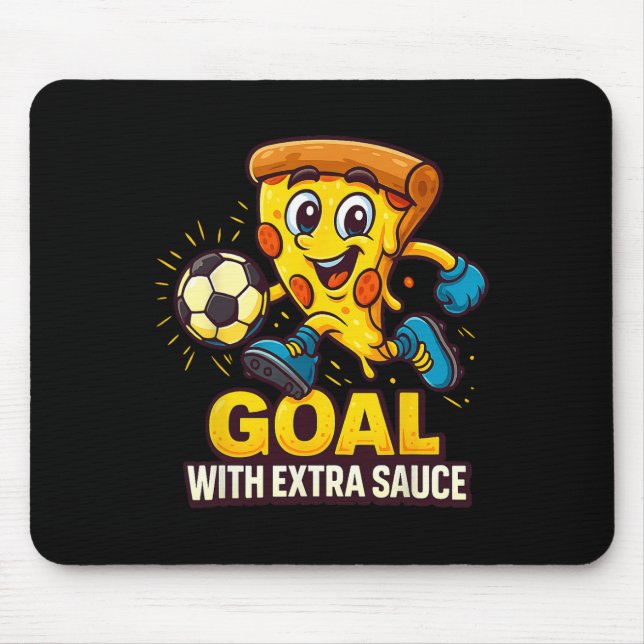 Boys Pizza Theme Funny Soccer Goal  Mouse Pad (Front)