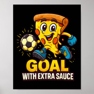 Boys Pizza Theme Funny Soccer Goal  Poster