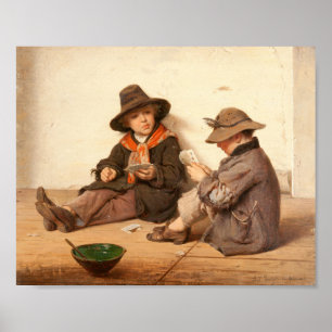 Boys Playing Cards Antonio Ermolao Paoletti Poster