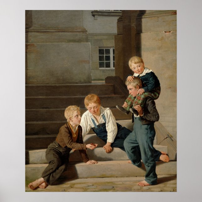 Boys Playing Dice in Front of Christiansborg Poster (Front)