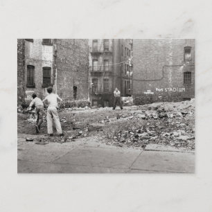 Boys Playing Sandlot Ball, 1954 Postcard