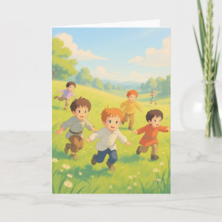 Boys playing Tag Card