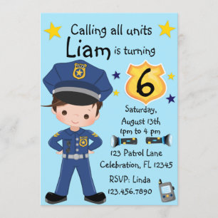 Boys Police Officer Birthday Invitation