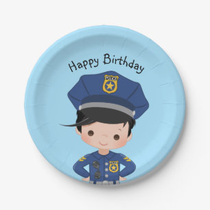 Boys Police Officer Happy Birthday Party Paper Plate