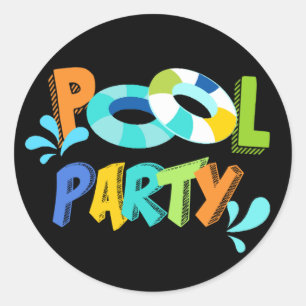 Boys Pool Party Birthday Thank You Favour Classic Round Sticker