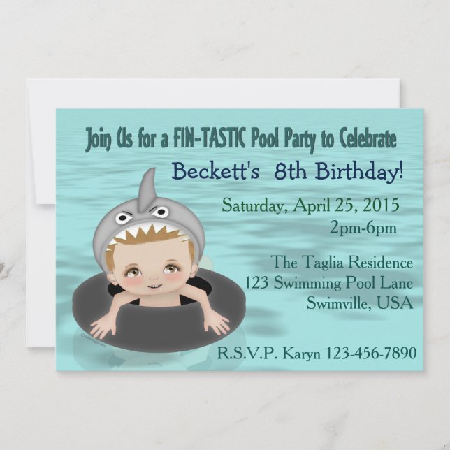 Boy's Pool Party Invitation (Front)