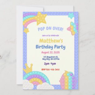 Boy's Pop It Fidget Birthday Party Invitation