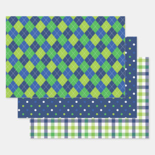 Boys Preppy Plaid Wrapping Paper Sheet