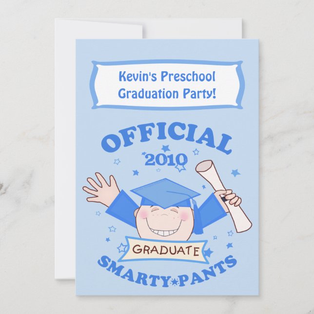 Boys Preschool / Kindergarten Graduation Party Invitation (Front)