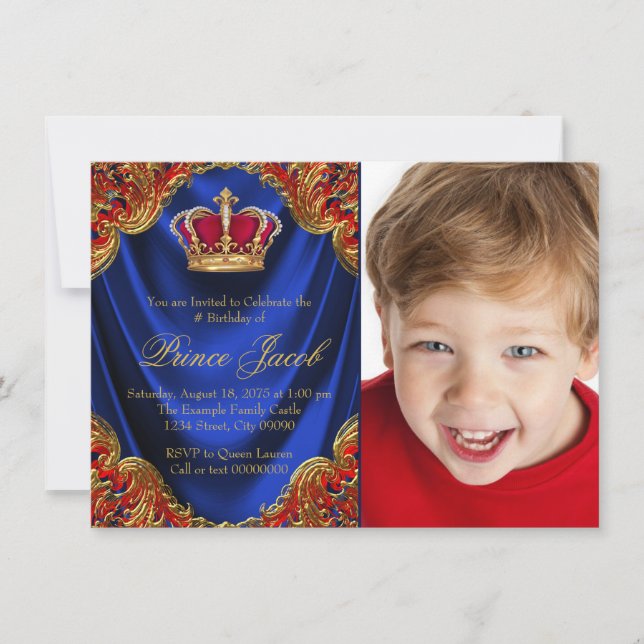 Boys Prince Birthday Party Invitation (Front)