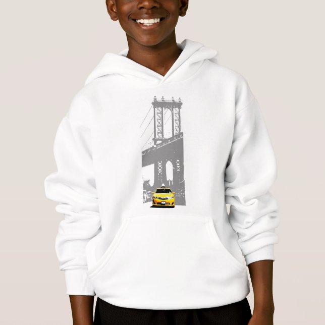 Boys Pullover Hoodies Nyc Yellow Taxi Brooklyn (Front)