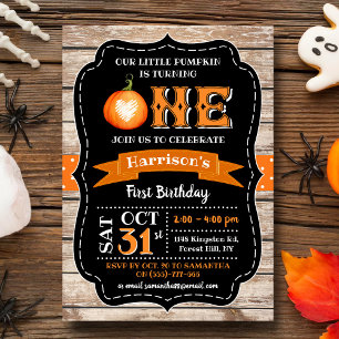 Boy's Pumpkin 1st Birthday Invitation