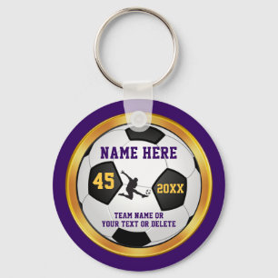 Boys Purple, Gold, Gifts for Soccer Team Players, Key Ring