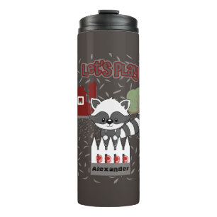 Boys  Racoon Lets Play Personalise Name Tumbler