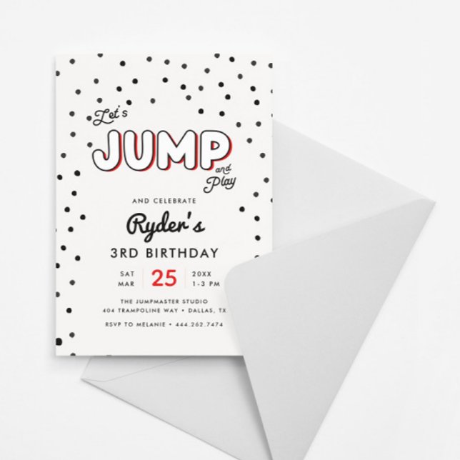 Boys' Red and Black Jump & Bounce Party Invitation (Creator Uploaded)