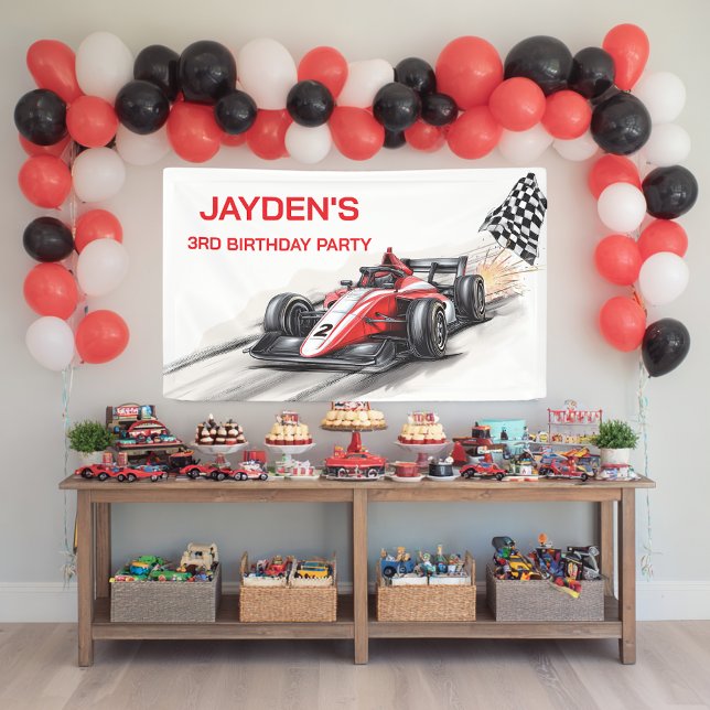 Boys Red Racing Car Birthday Party Banner (Creator Uploaded)