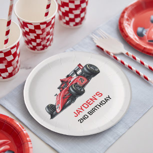 Boys Red Racing Car Birthday Party Plates