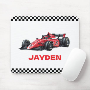 Boys Red Racing Car Personalised Mouse Pad