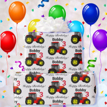 Boy's Red Tractor Name and Age Birthday Gift