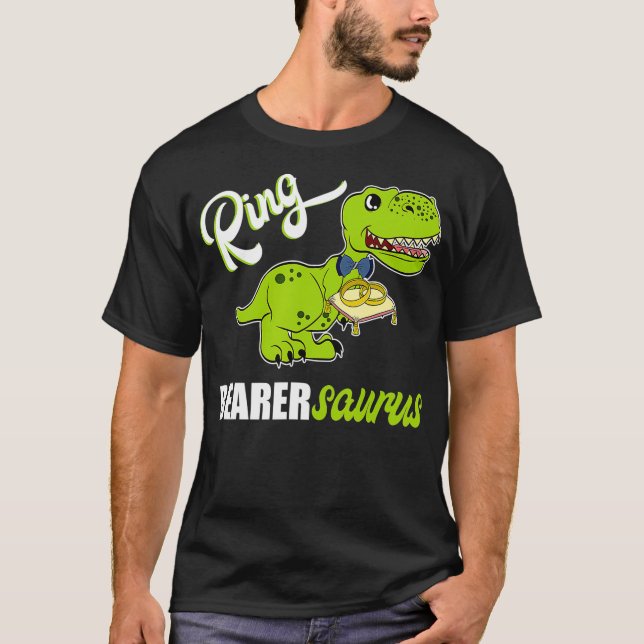 Boys Ring Bearer Design Dinosaur Rex Wedding T-Shirt (Front)