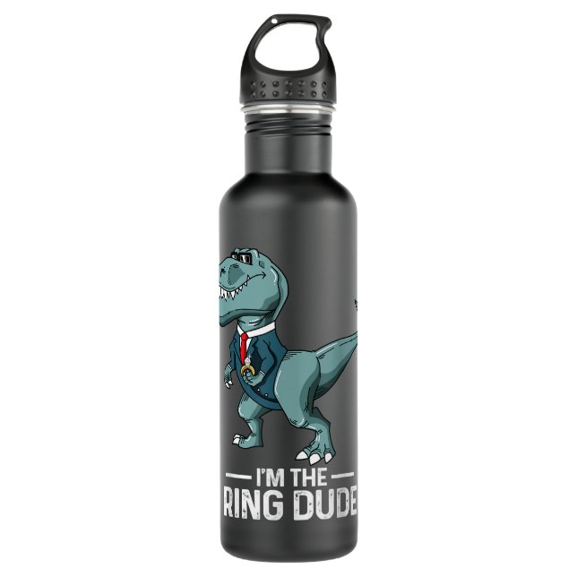 Boys Ring Bearer T-Rex Dinosaur Wedding Party Gift 710 Ml Water Bottle (Front)