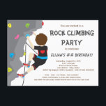 Boys Rock Climbing Birthday Party Invitation<br><div class="desc">Rock climbing birthday party invitation with rock wall and brunette boy climber on a choose your own background and text colour. You can easily customise this children's any number rock climbing birthday party invitation for your event by simply adding your details in the font style of your choice.</div>