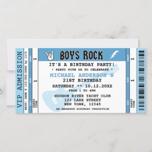 BOYS ROCK CONCERT TICKET BIRTHDAY INVITATION