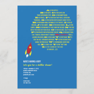 Boys Rocket Stellar Shower Invitations