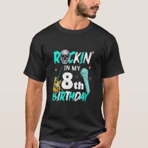 Boys Rockstar Rockin Birthday Rock Star Guitar 8th T-Shirt