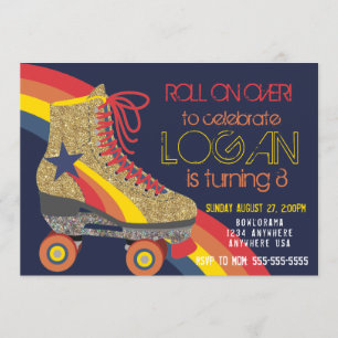 Boys Roller Skating Party, skate, roller disco Invitation