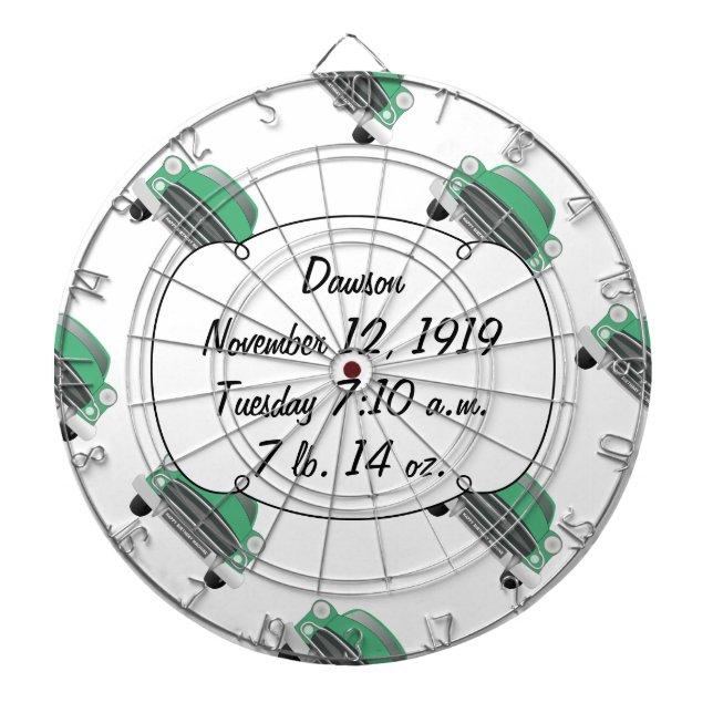 Boys Room Classic Car Gifts Sweet Green Retro Car Dartboard (Front)