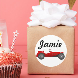 Boys Room Classic Car Gifts Sweet red Retro Car Classic Round Sticker