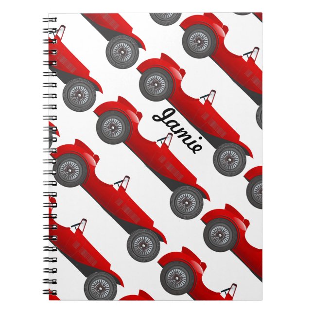 Boys Room Classic Car Gifts Sweet red Retro Car Notebook (Front)