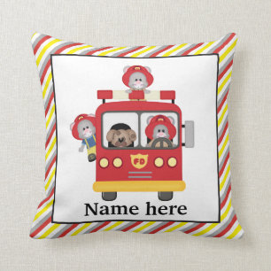 Boys room firetruck throw pillow