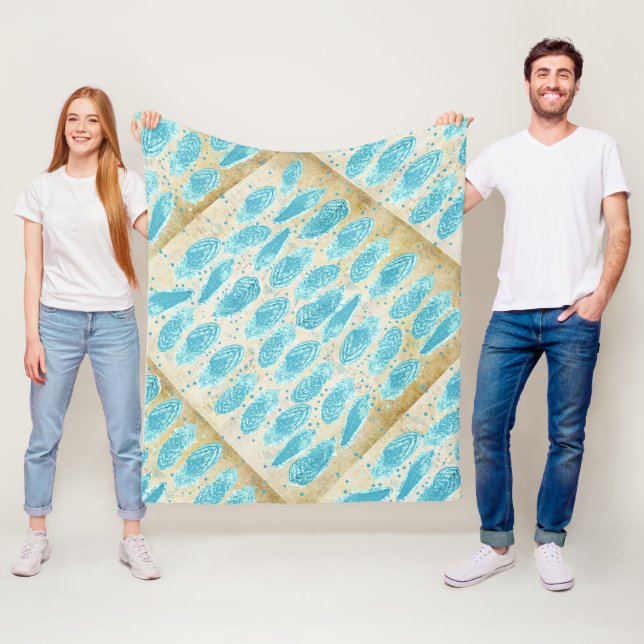 Boys Room Modern Abstract Feather Pattern Fleece Blanket (In Situ)