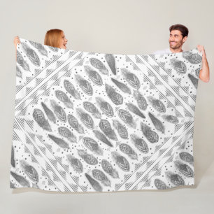 Boys Room Modern Abstract Feather Pattern Fleece Blanket
