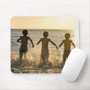 Boys Running into an Ocean Mouse Pad