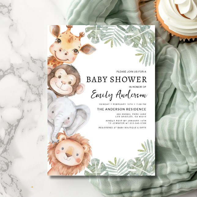 Boys Safari Animals Baby Shower Invitation (Creator Uploaded)