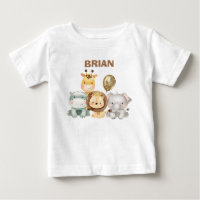 Boy's Safari Animals Balloon Birthday Shirt