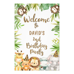 Boys Safari Animals Birthday Welcome Sign