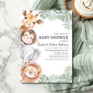 Boys Safari Animals Couples Baby Shower Invitation