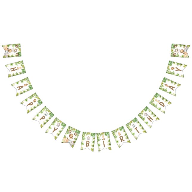 Boys Safari Animals Two Wild 2nd Birthday  Bunting (All)