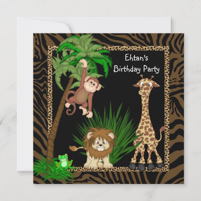 Boys Safari Birthday Party Invitation (Front)