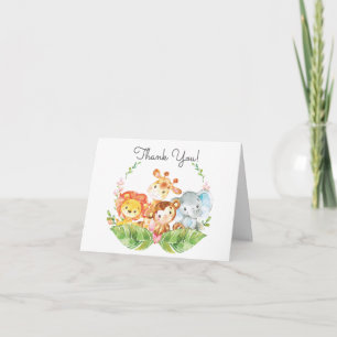 Boys Safari Jungle Baby Shower Thank You Note Card