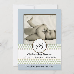 Boys Sage Dots Birth Announcement