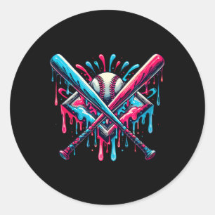 Boys Sell T Home Plate Drip Graphic Kids Sell Classic Round Sticker
