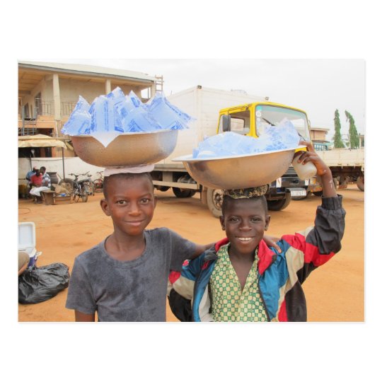 Boys selling sachets of water in Ghana Postcard