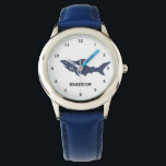 Boys Shark Ocean Fish Cute Modern Blue Kids  Watch<br><div class="desc">Blue,  shark,  ocean,  fish personalized kids watch. Nautical watercolor. Perfect for boys.</div>